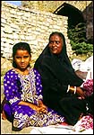 Rose petal sellers outside a mosque near Golconda